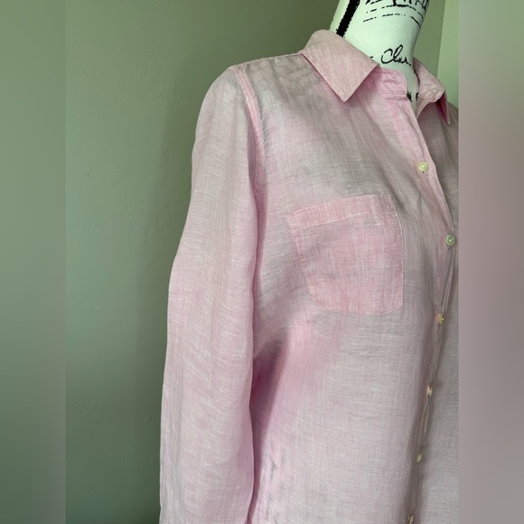 Lilly Pulitzer Women’s Sea View Linen Button Down Top in Pink, Size SMALL - EUC - Picture 12 of 17